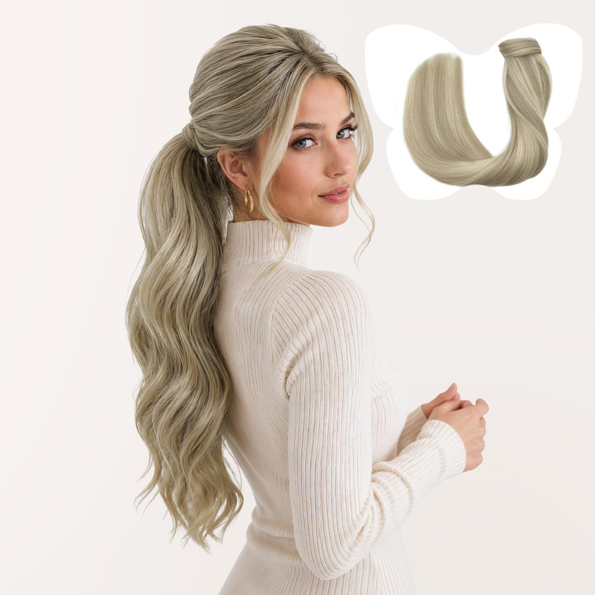 Ash Blonde / Platinum Blonde Highlights (17A/60A) Ponytail