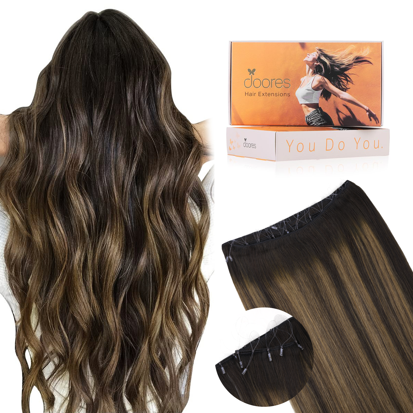 Dark Brown / Chestnut Brown Balayage (2/6/2) Micro Ring Classic Weft Hair Extension