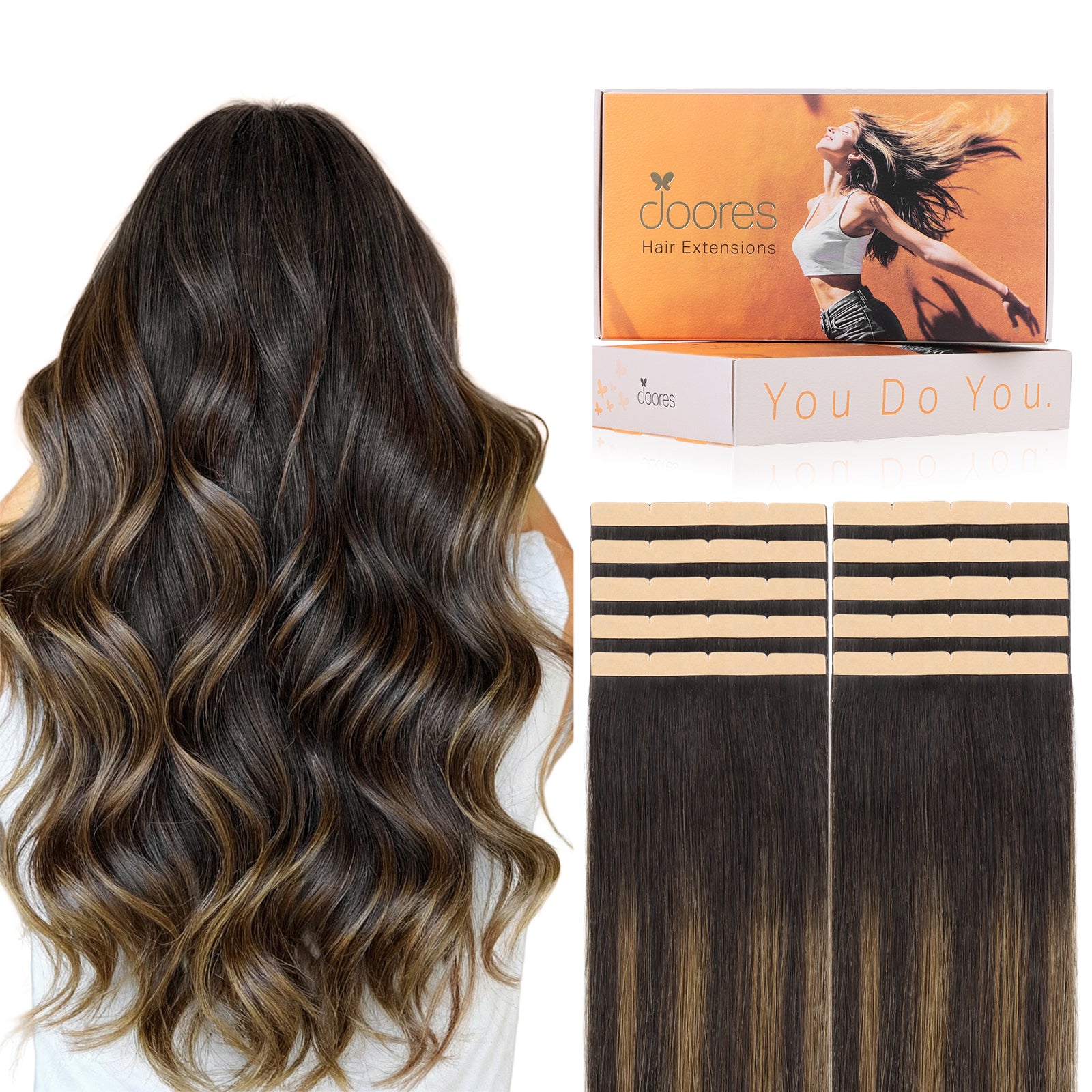 Dark Brown / Chestnut Brown Balayage (2/6/2) Wide Tape-In
