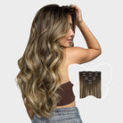 7-Piece Chocolate Brown  Honey Blonde Balayage (4264) Clip in Hair Extensions