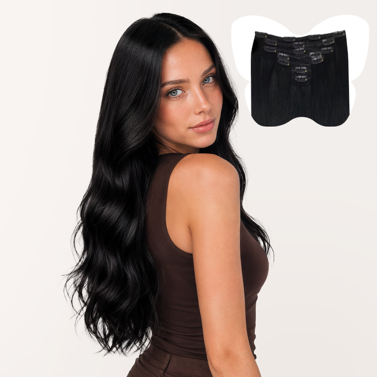 7-Piece Jet Black (1) Clip in Hair Extensions