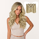 7-Piece Light Blonde / Golden Blonde Highlights (16/22) Clip in Hair Extensions