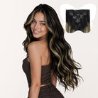 7-Piece Natural Black / Light Blonde Balayage (1B/19/1B) Clip in Hair Extensions