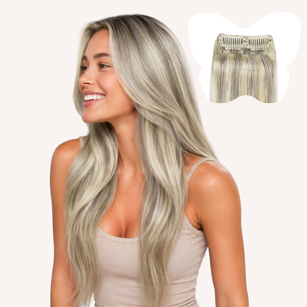 Ash Blonde / Platinum Blonde Highlights (17A/60A) Scalp Hair Fill-Ins(30-39g)