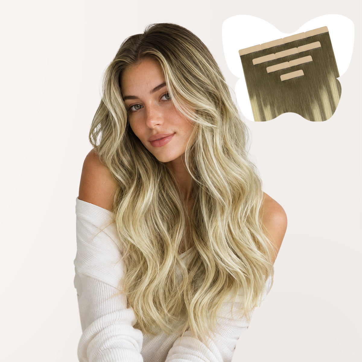 Ash Brown / Platinum Blonde Balayage (9/60) Tape-In