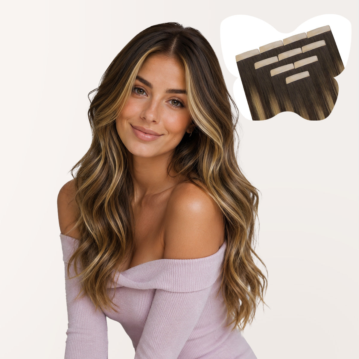 Chocolate Brown / Caramel Blonde Balayage (4/27/4) Remy Tape-In