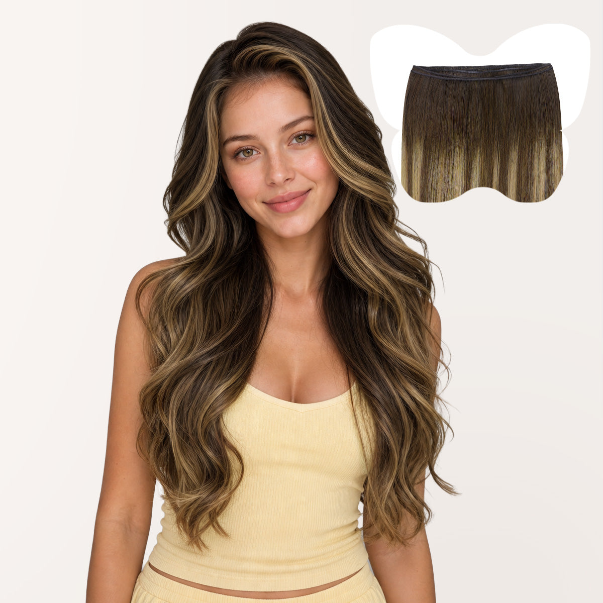 Chocolate Brown / Caramel Blonde Balayage (4/27/4) Sew In Weft Hair Extensions