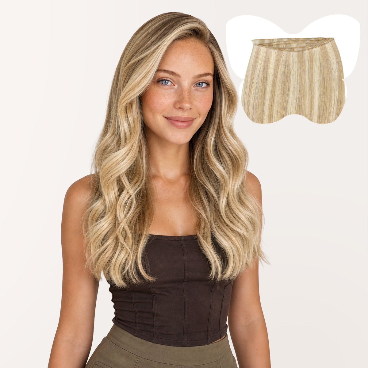 Dark Blonde / Bleach Blonde Highlights (18A/613A) Sew In Weft Hair Extensions
