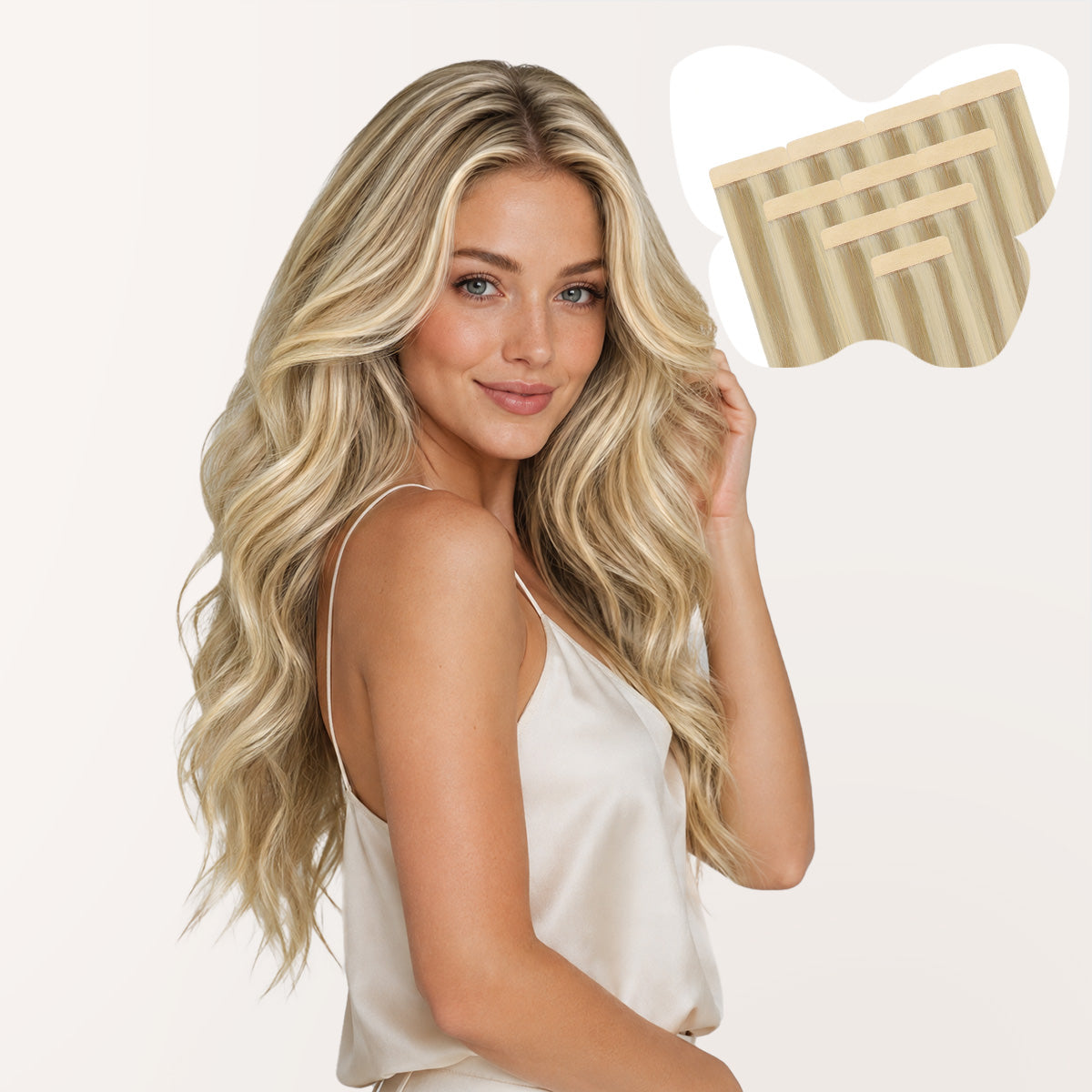 Dark Blonde / Bleach Blonde Highlights (18A/613A) Tape-In