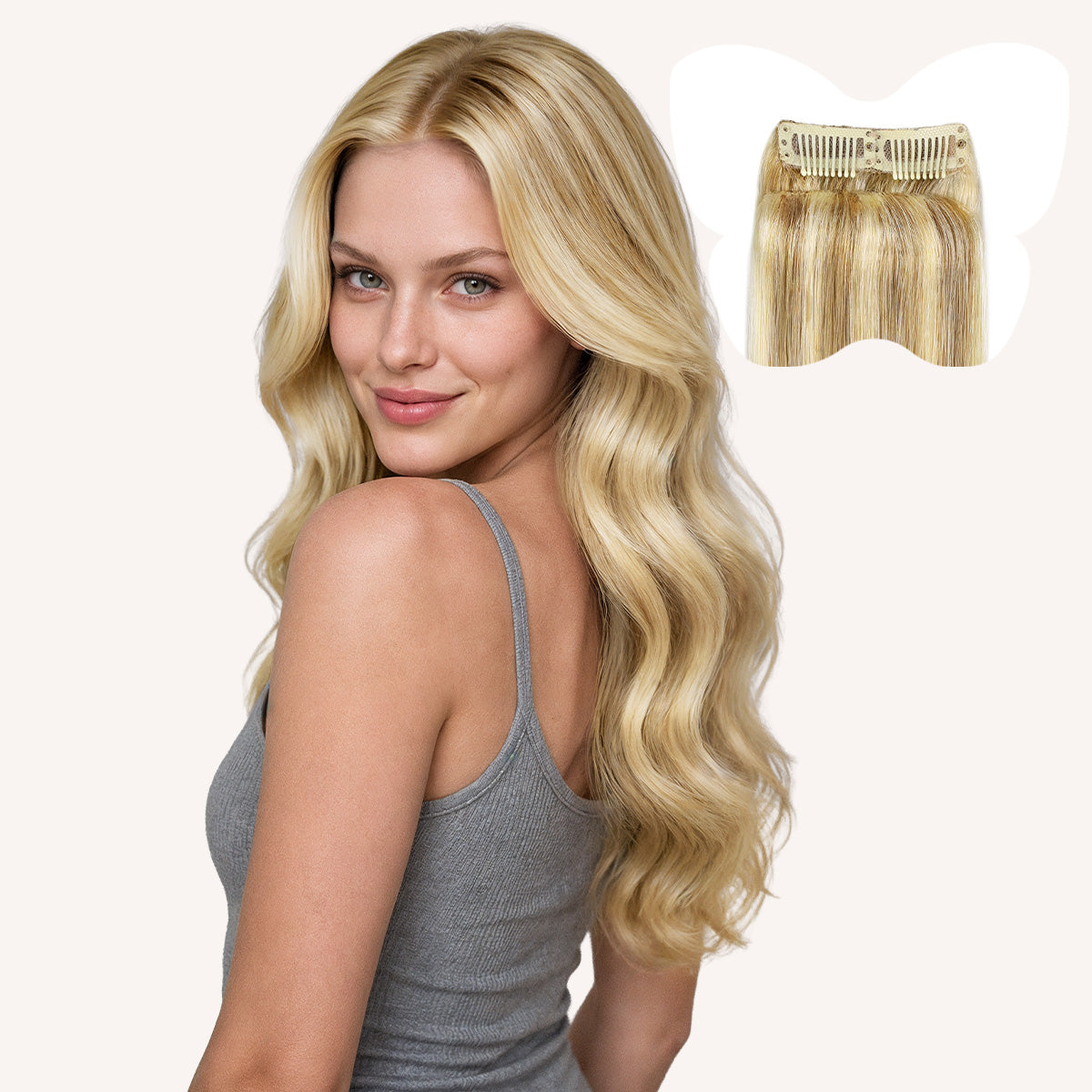 Light Blonde / Golden Blonde Highlights (16/22) Scalp Hair Fill-Ins(30-39g)