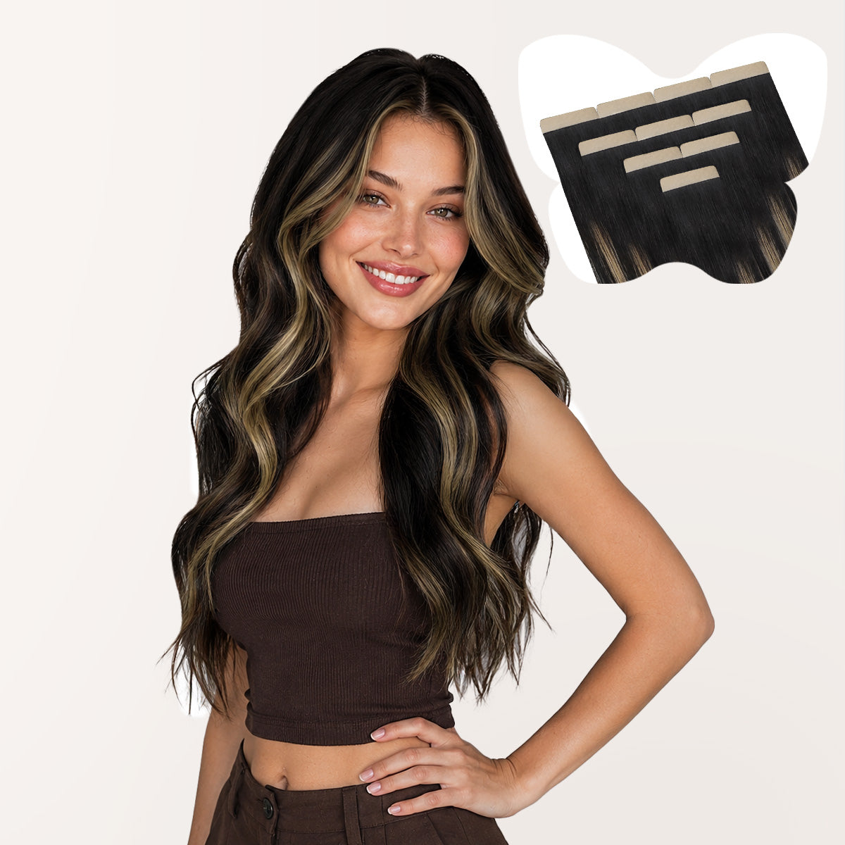 Natural Black / Light Blonde Balayage (1B/19/1B) Remy Tape-In