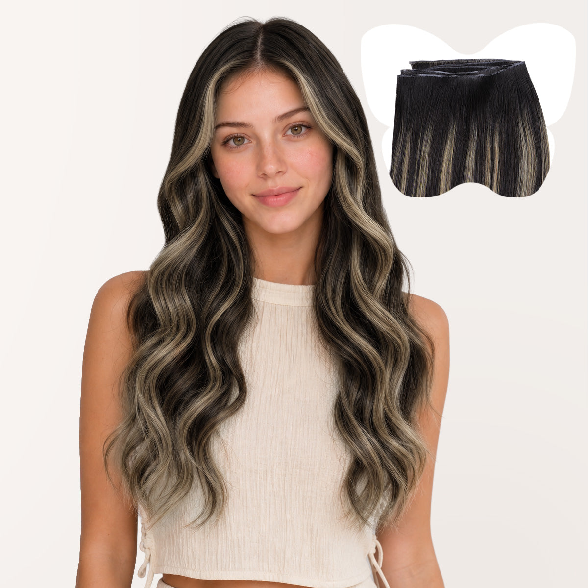 Natural Black to Light Blonde (1B/19/1B) Sew In Weft Hair Extensions