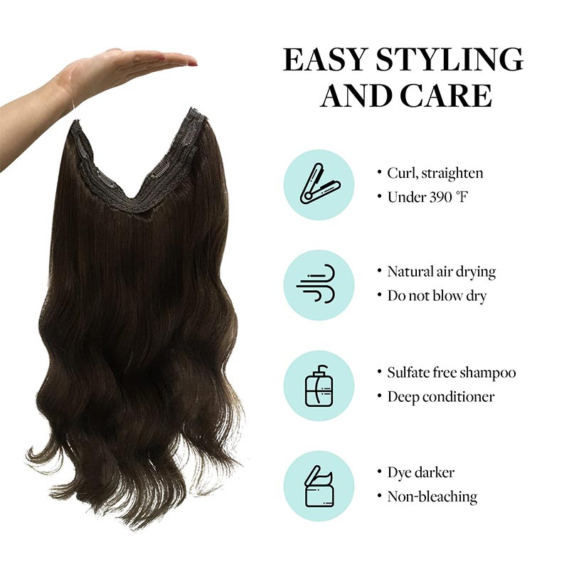 Light Dark Brown Doores® Band Invisible Wire Hair Extensions - DOORES